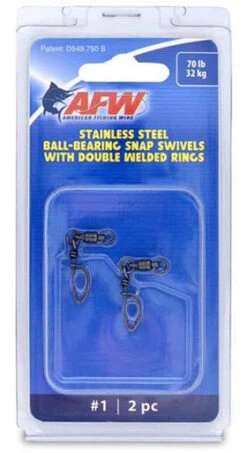 AFW FTV070B-A Size #1 70lb SS Ball Bearing Snap Swivels 2pc